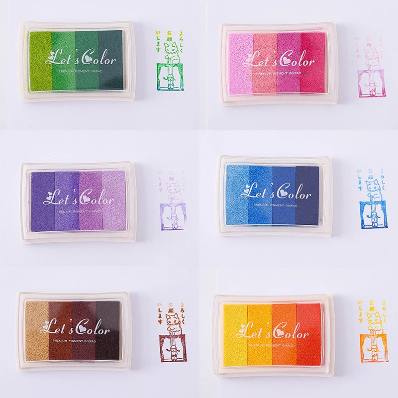 1 pçs 4 cores inkpad tinta car - Stamping Ink Pad avaliação e preço